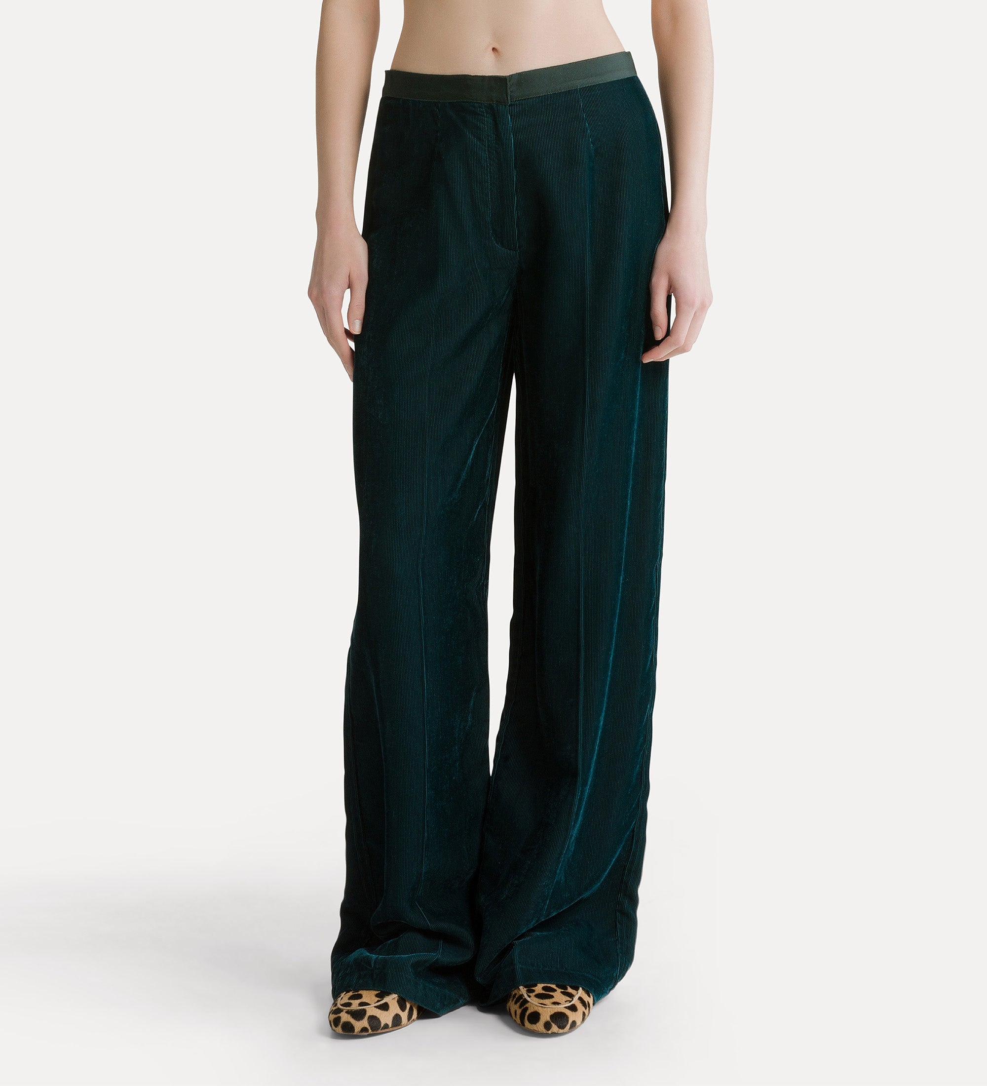 high–waisted pinwale corduroy trousers jade