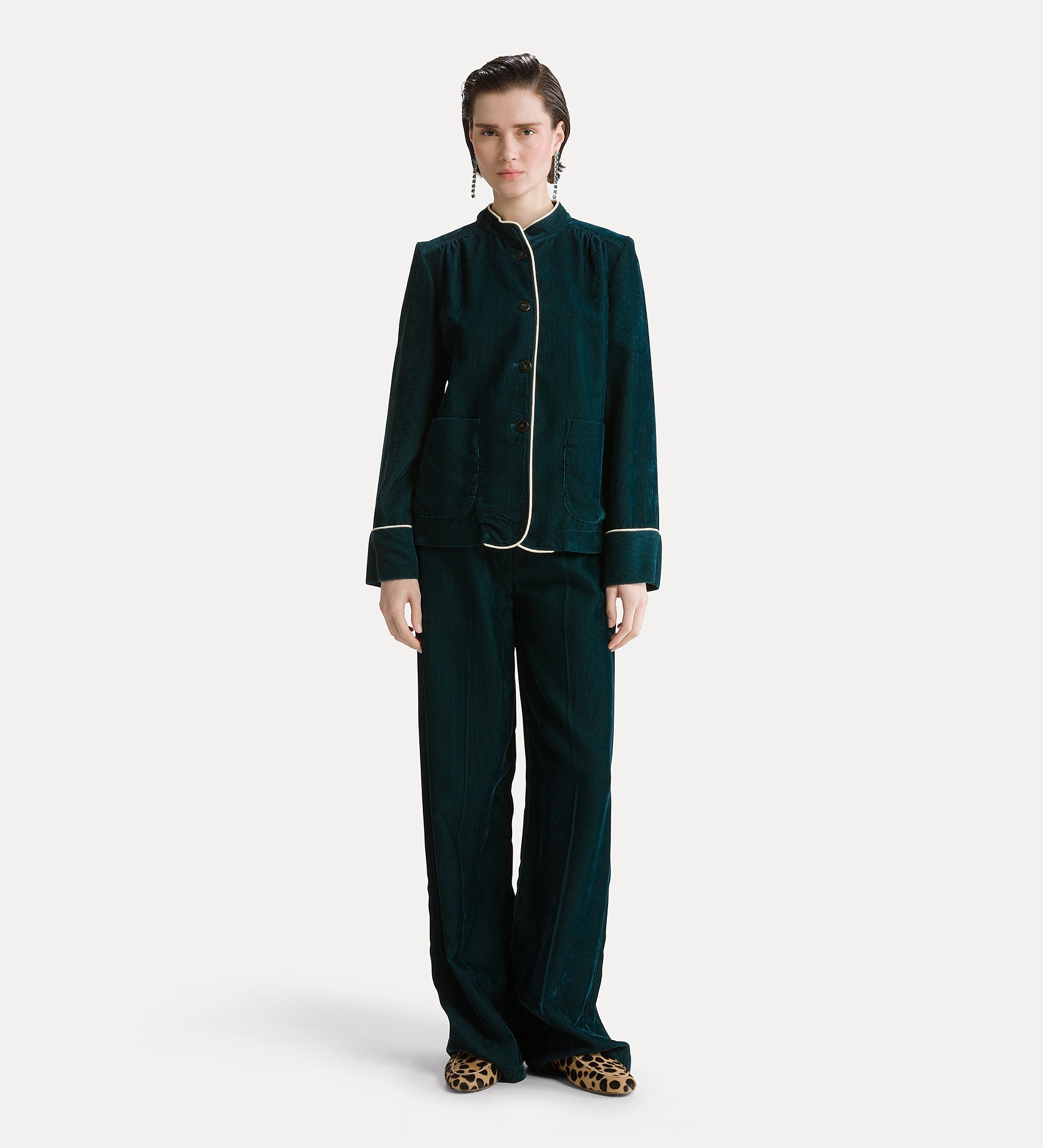 high–waisted pinwale corduroy trousers jade