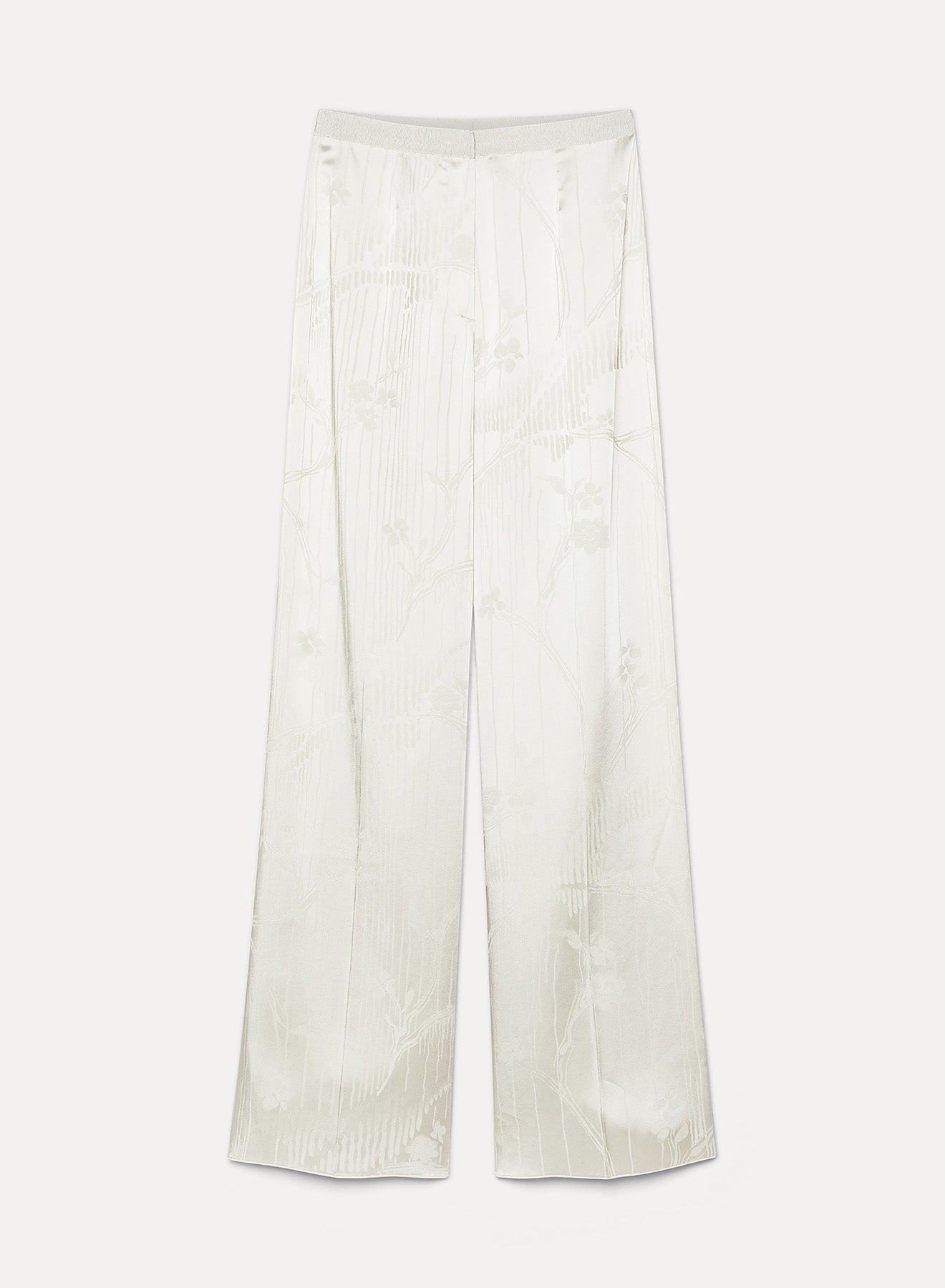 “the lotus” high–waisted jacquard trousers avorio