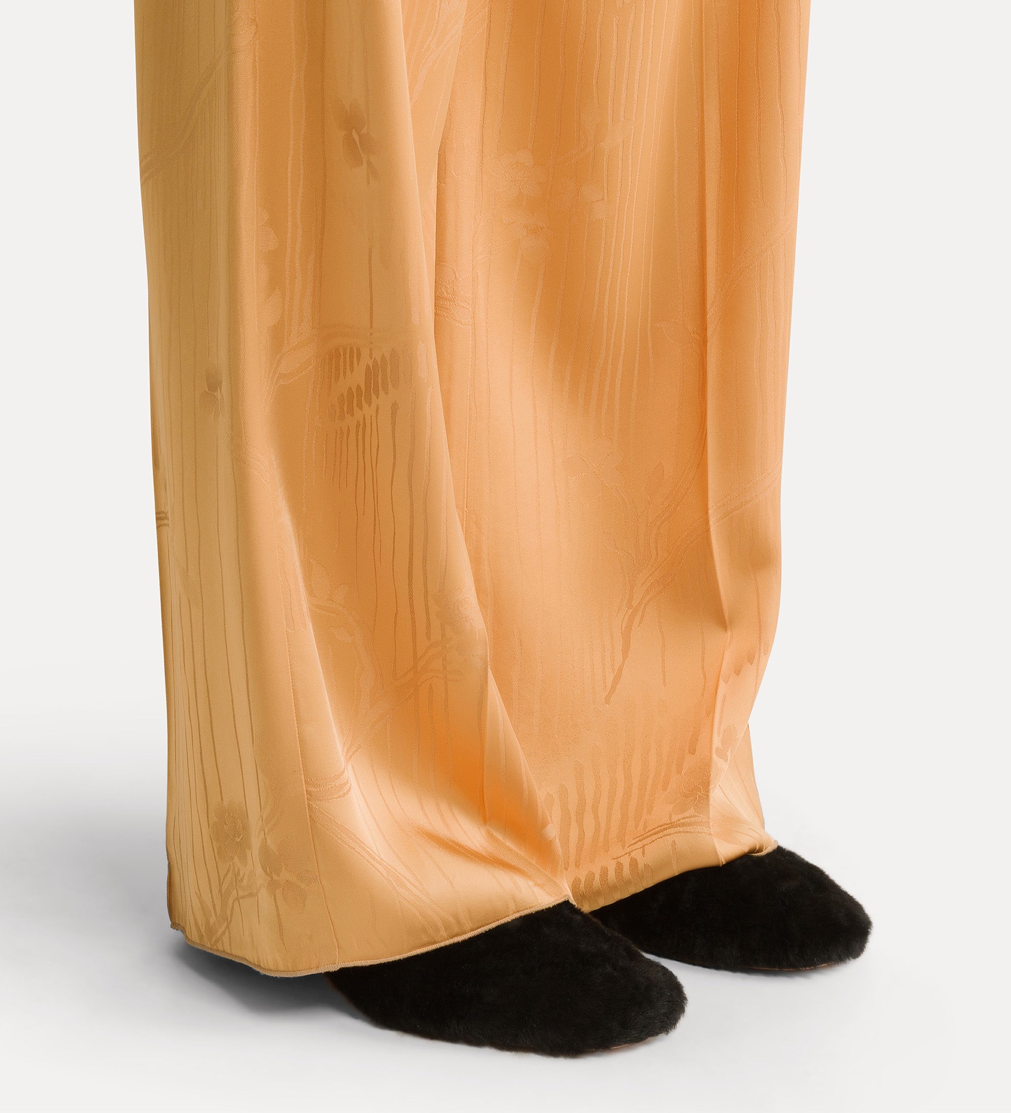 “the lotus” high–waisted jacquard trousers heliodore