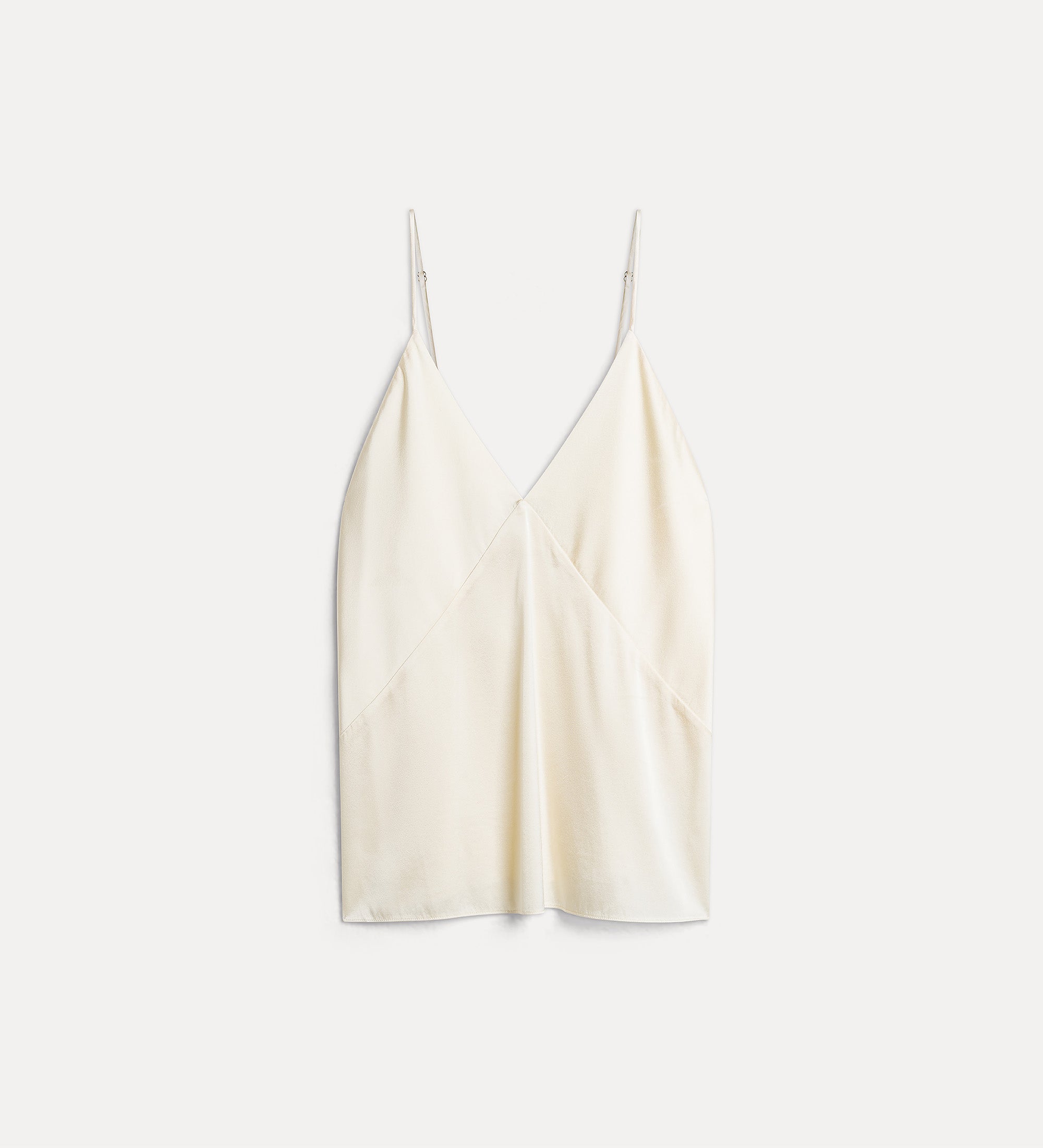 top spalline raso seta stretch pesante avorio
