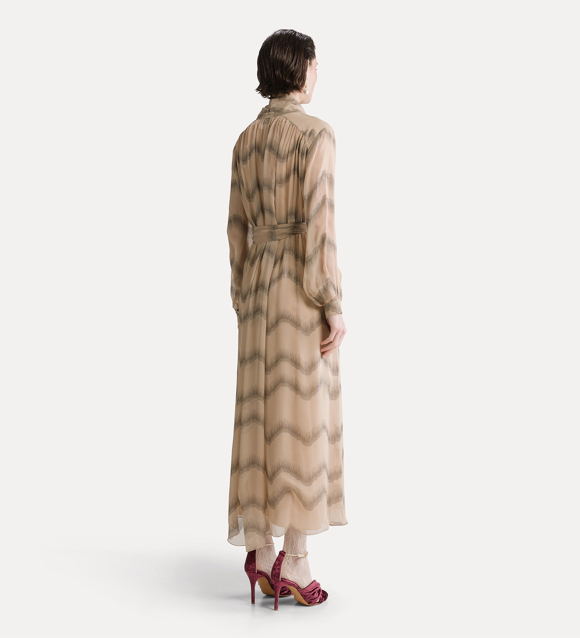 “nuages d'argent” silk chiffon dress seta