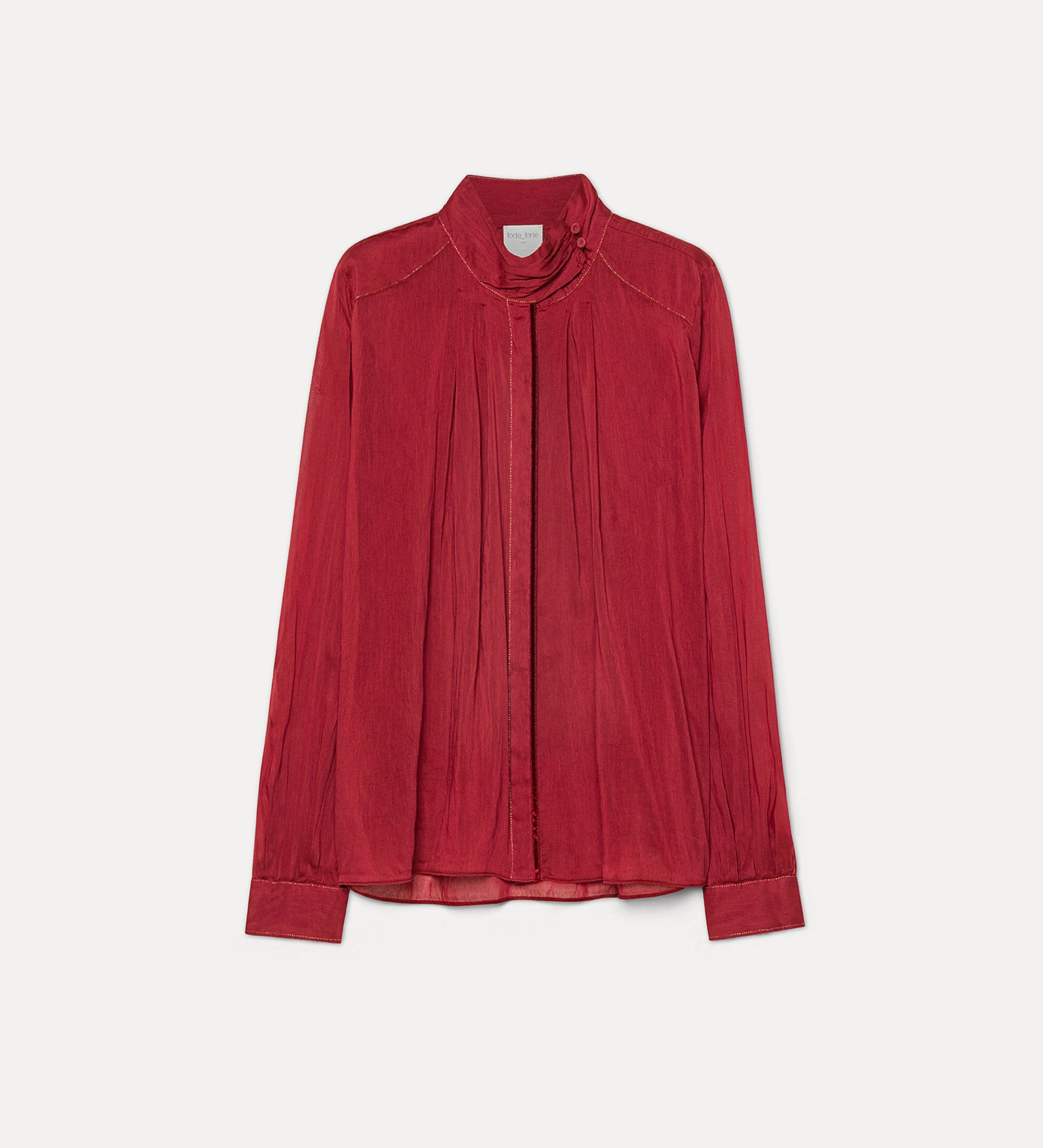 camicia bohemien collo alto voile cotone seta pomegranate