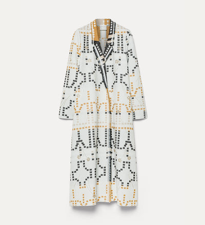 “samarcanda” jacquard long coat opale