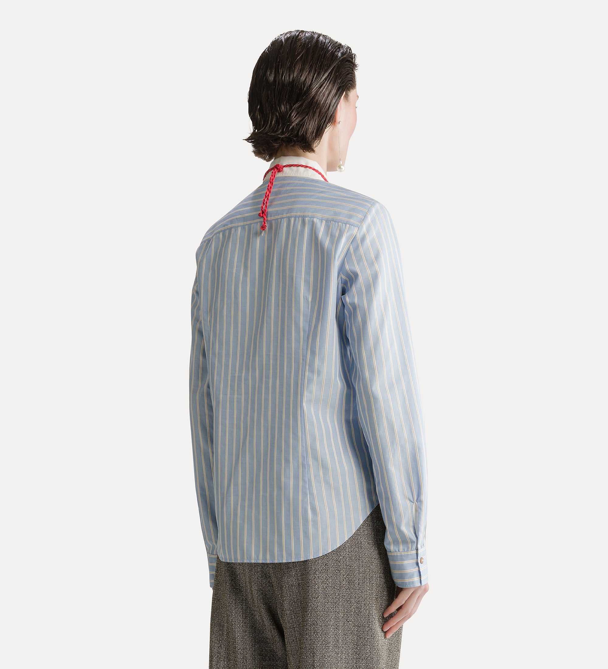 camicia collo club popeline riga raso oxford blue
