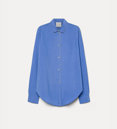 embroidered cotton poplin shirt blue