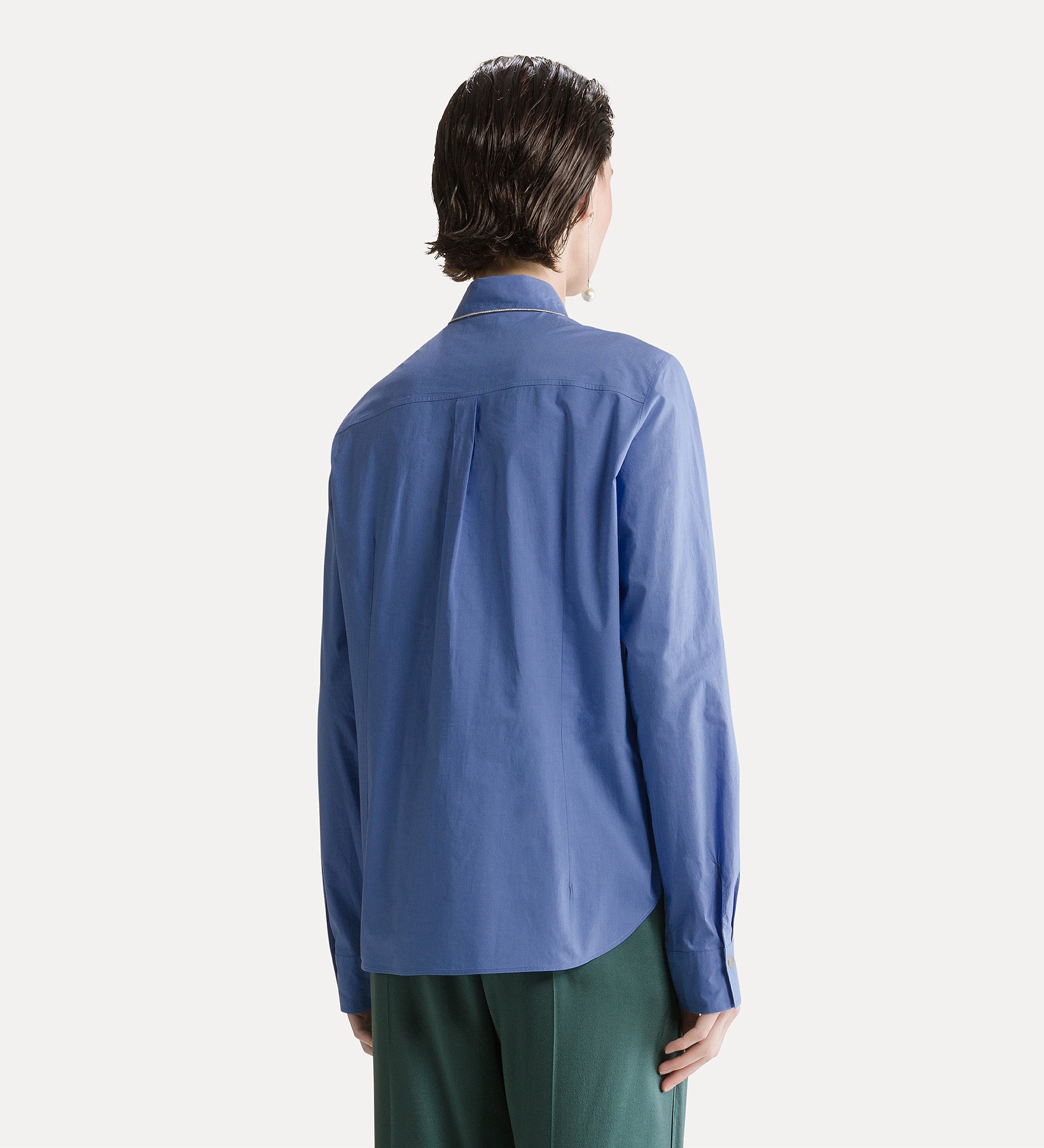 camicia collo club ricamata popeline cotone bci oxford blue