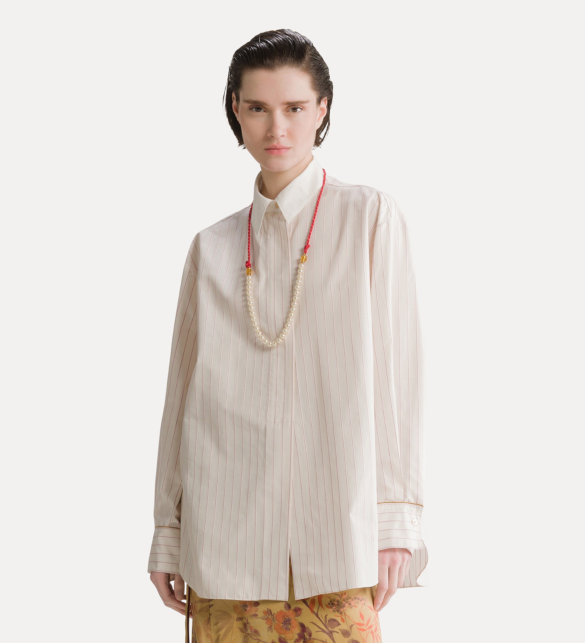 camicia over maschile popeline riga raso seta
