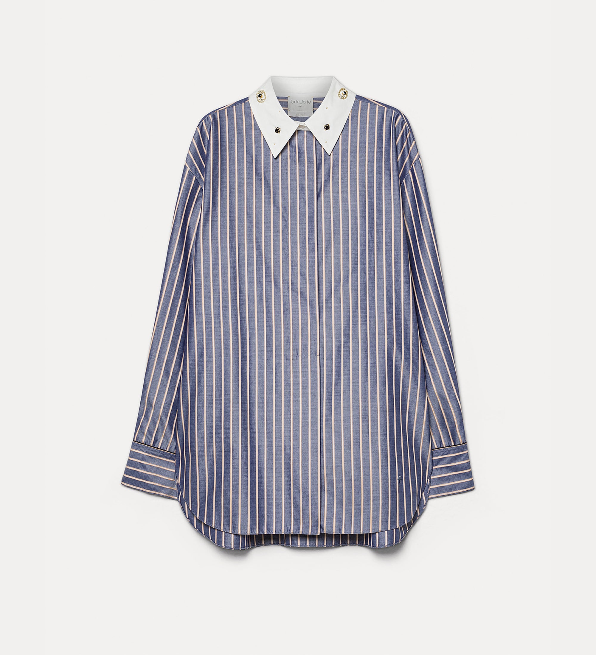 camicia over maschile ricamata popeline riga raso notte