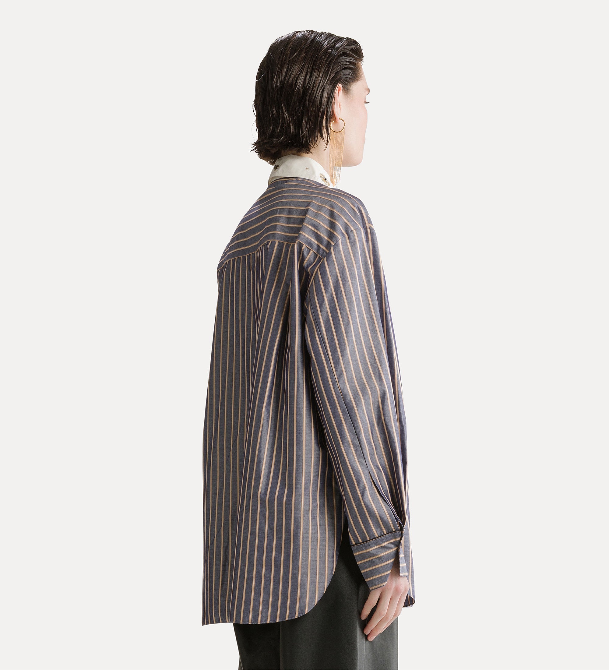 embroidered poplin overshirt notte