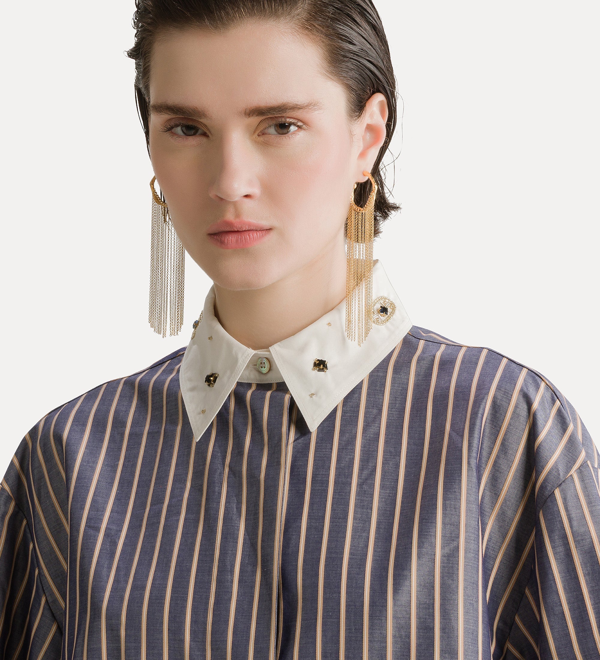 embroidered poplin overshirt notte