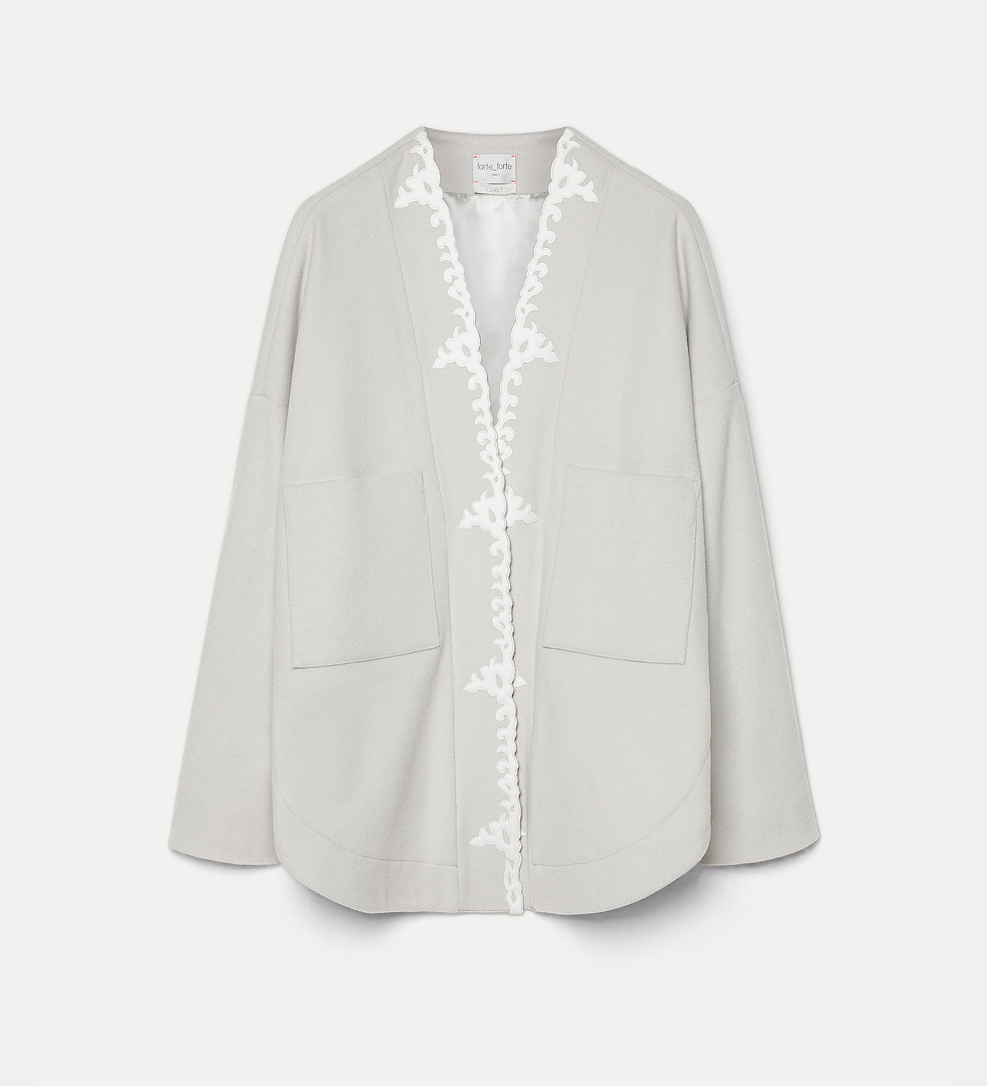 giacca  kimono ricamata panno light lana calcedonio