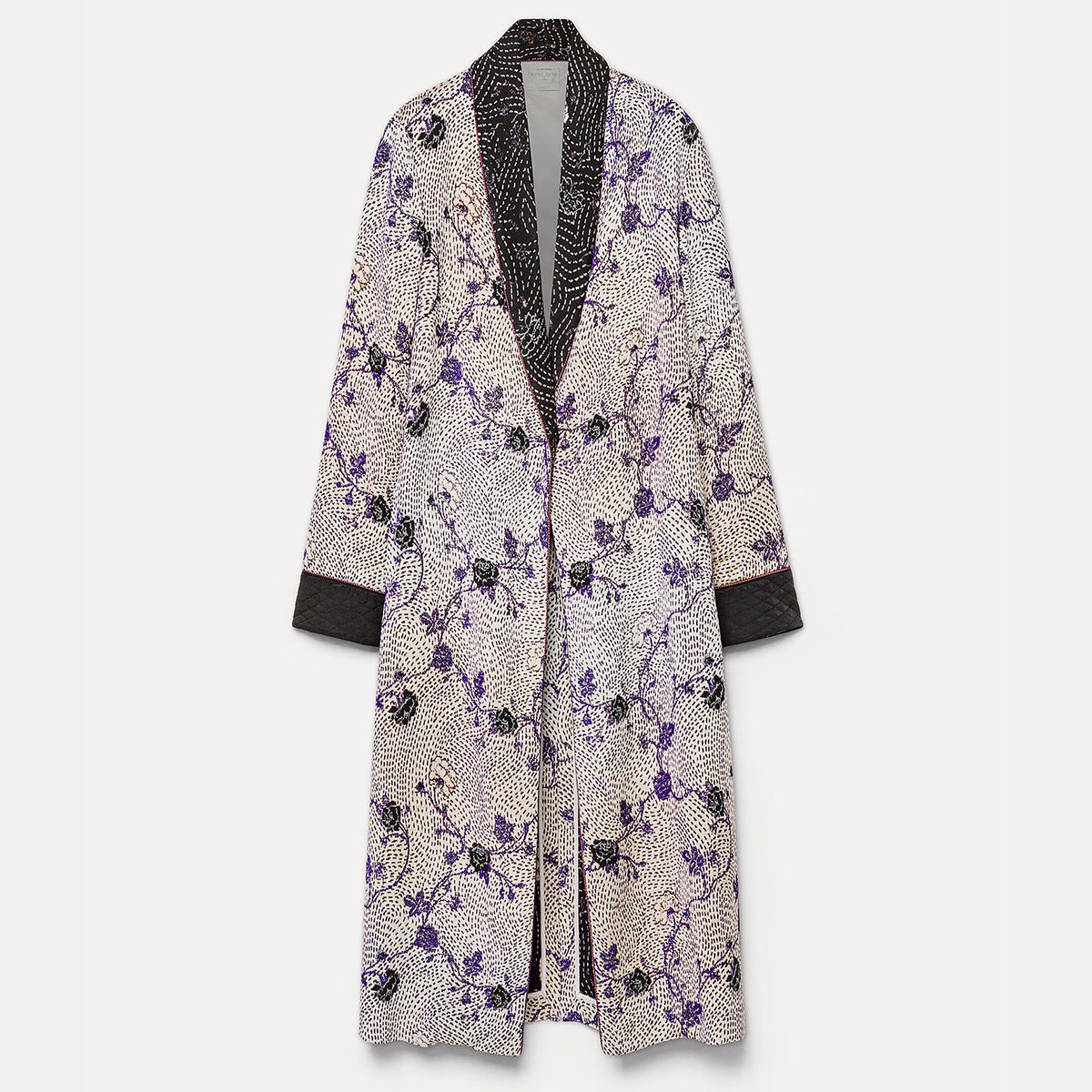 robe de chambre coat in “cherry blossom” jacquard lapislazzuli 