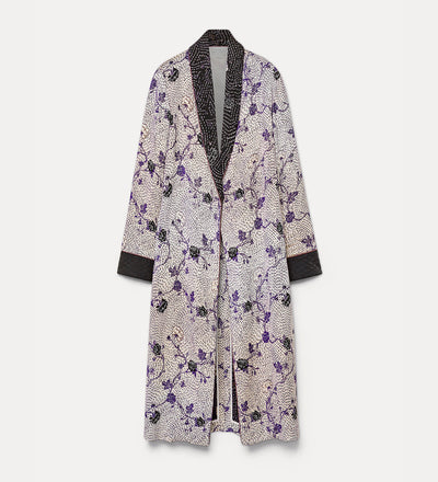 “cherry blossom” jacquard coat lapislazzuli