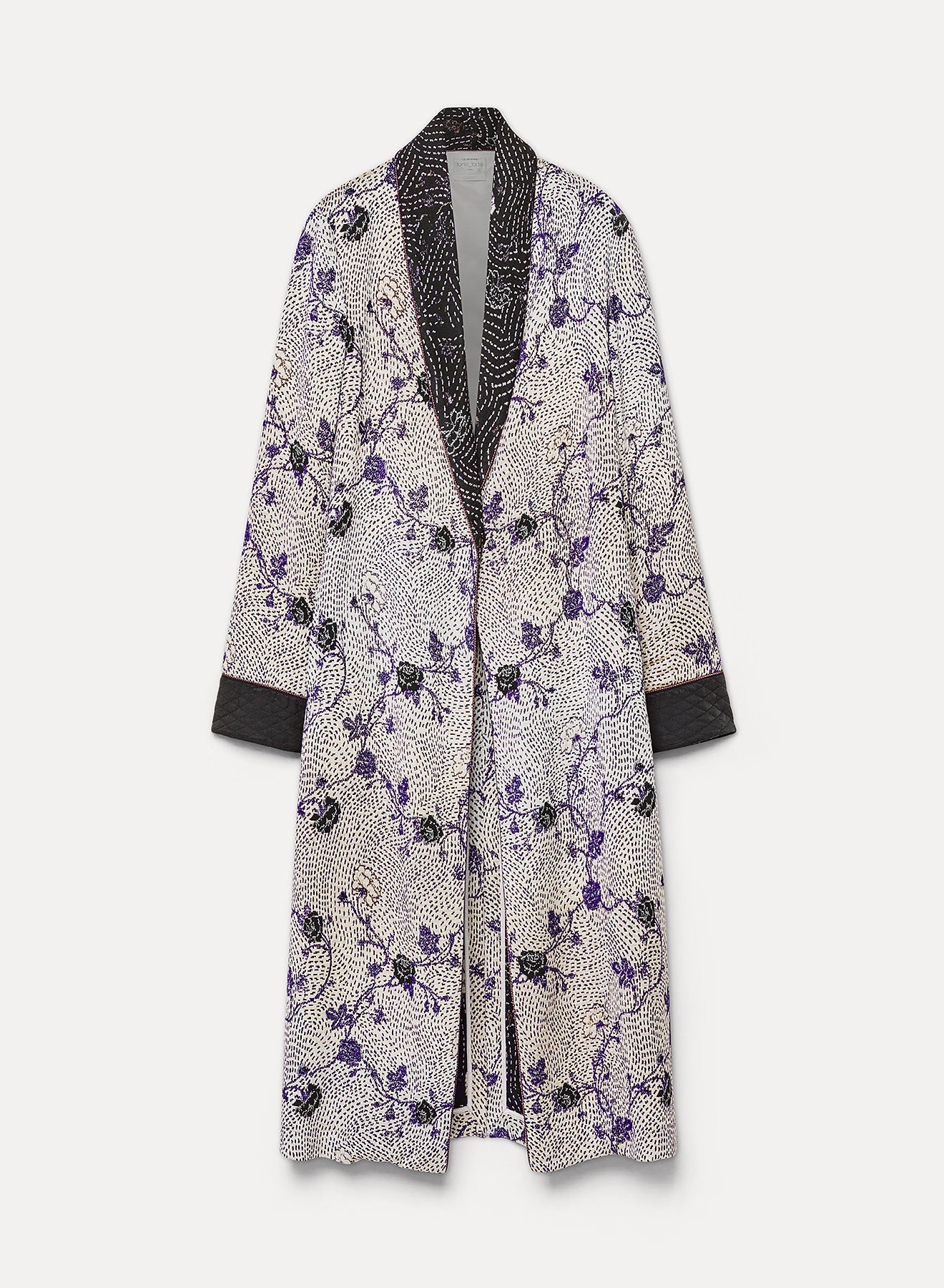“cherry blossom” jacquard coat lapislazzuli