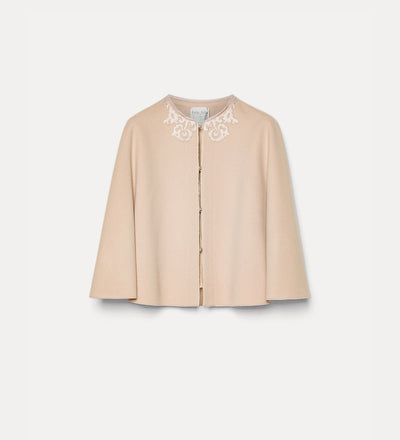 embroidered cape in light cloth  loto