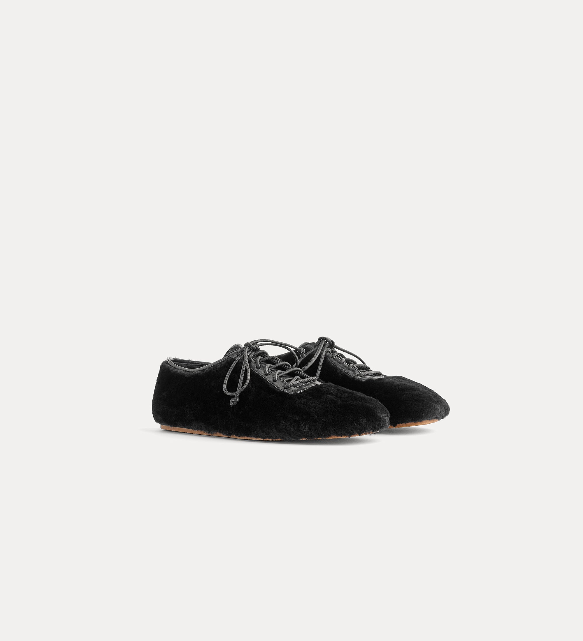 sheepskin lace–up shoes with rubber soles nero