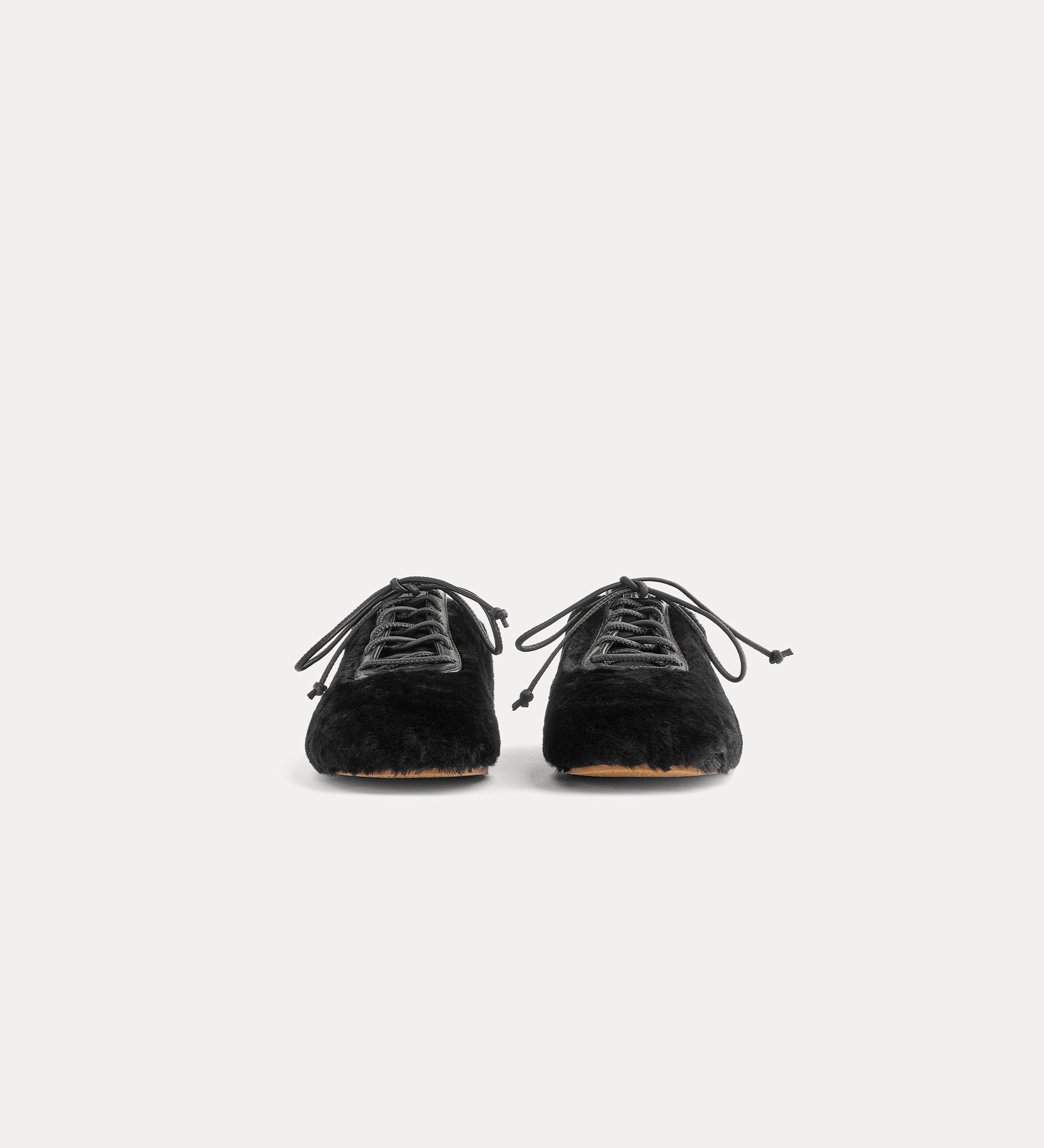 sheepskin lace–up shoes with rubber soles nero