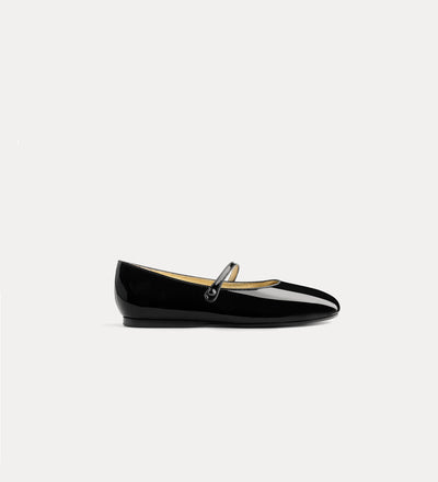 patent leather ballet flats with straps nero