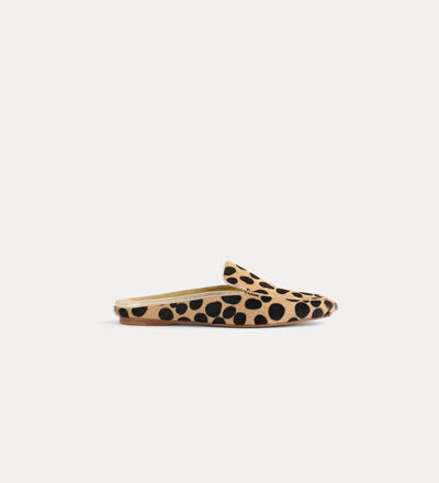 dots print pony skin sabot loafers noisette