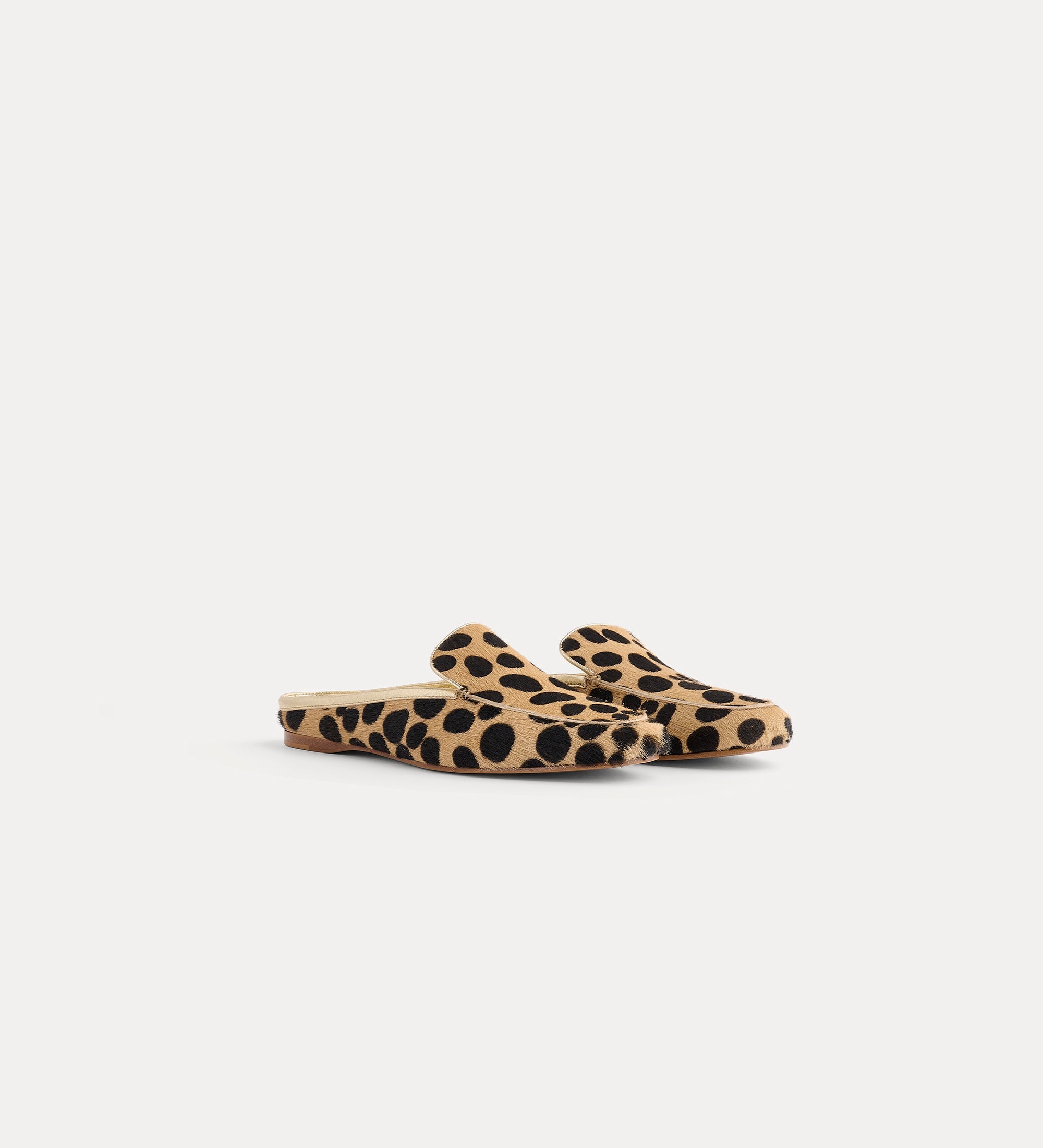dots print pony skin sabot loafers noisette