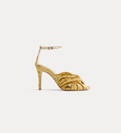 velvet criss–cross sandals with high heels heliodore