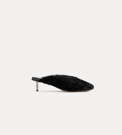 sheepskin sabots with metal heels nero