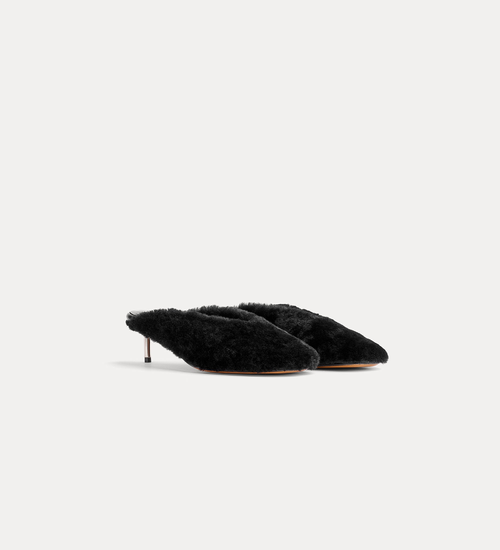 sheepskin sabots with metal heels nero