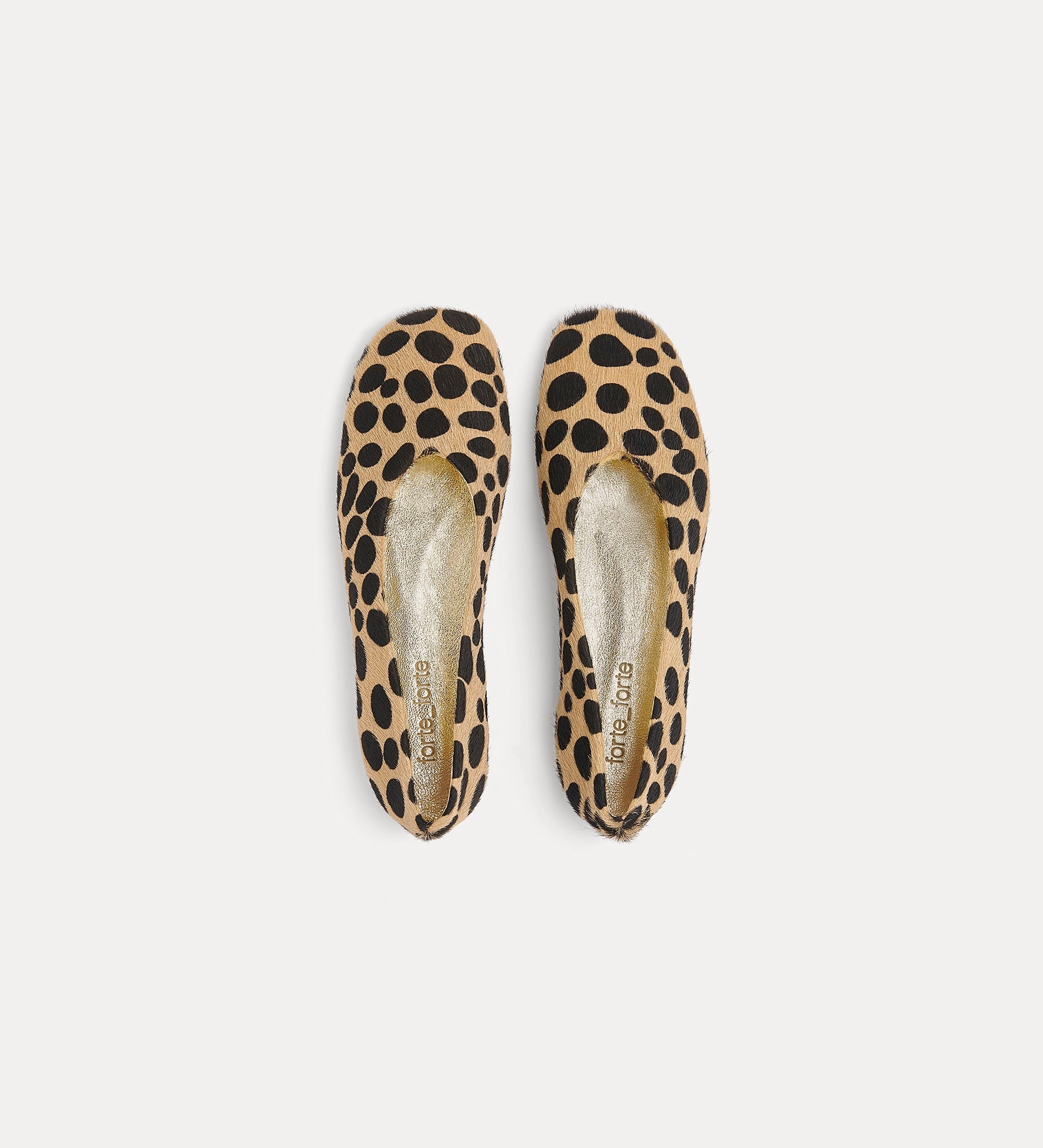dots print pony skin ballet flats noisette