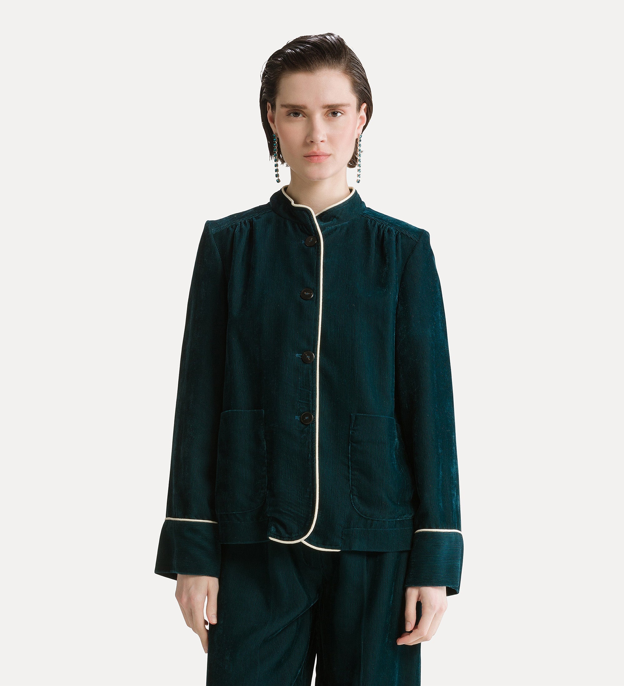 giacca tang velluto fluido chic duemilarighe jade