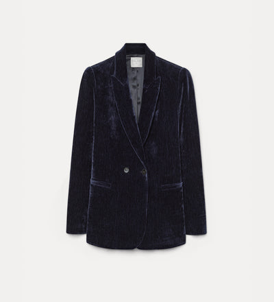 double–breasted velvet blazer notte