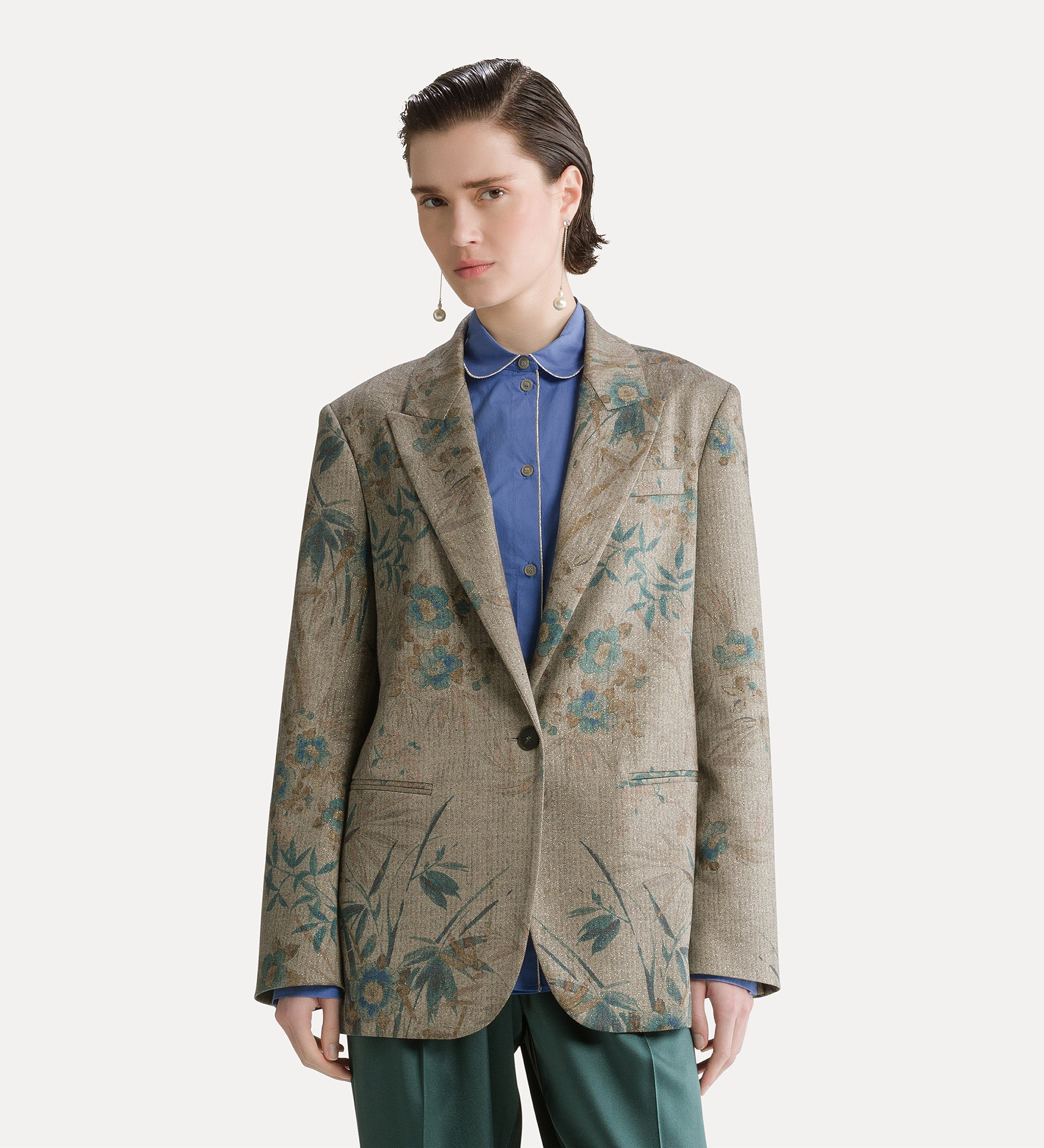 blazer with “le bambou secret” print jade