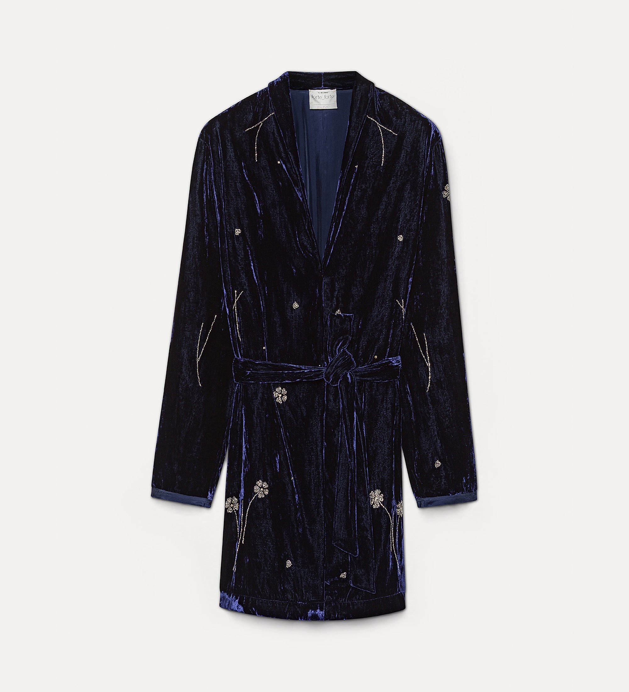 kimono en velours “fleurs d'orient” notte