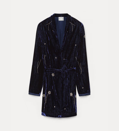 “fleurs d'orient” velvet kimono notte