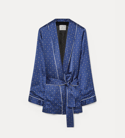robe de chambre en envers satin imprimé “le club” notte