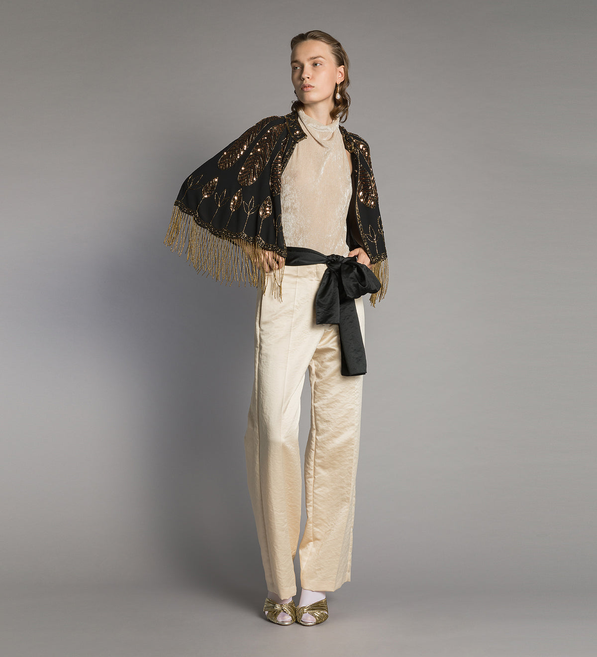 body in jersey e tulle floccato platino