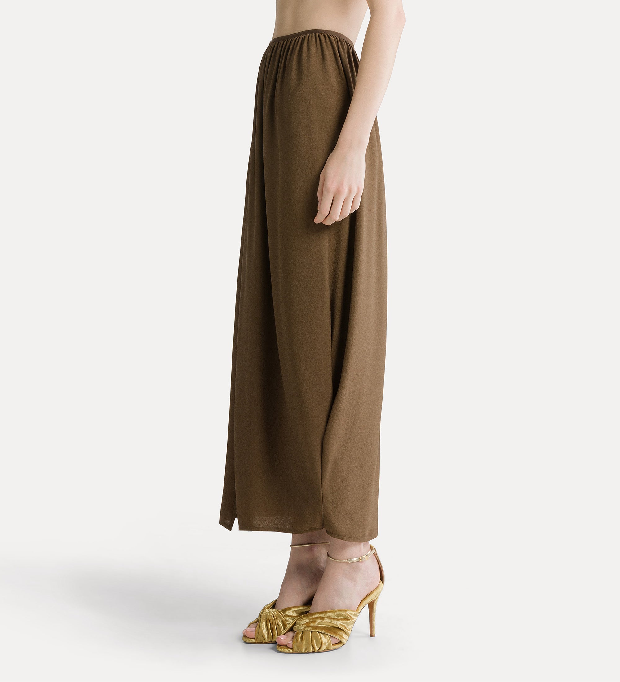 silk–blend marocaine skirt with slit oud
