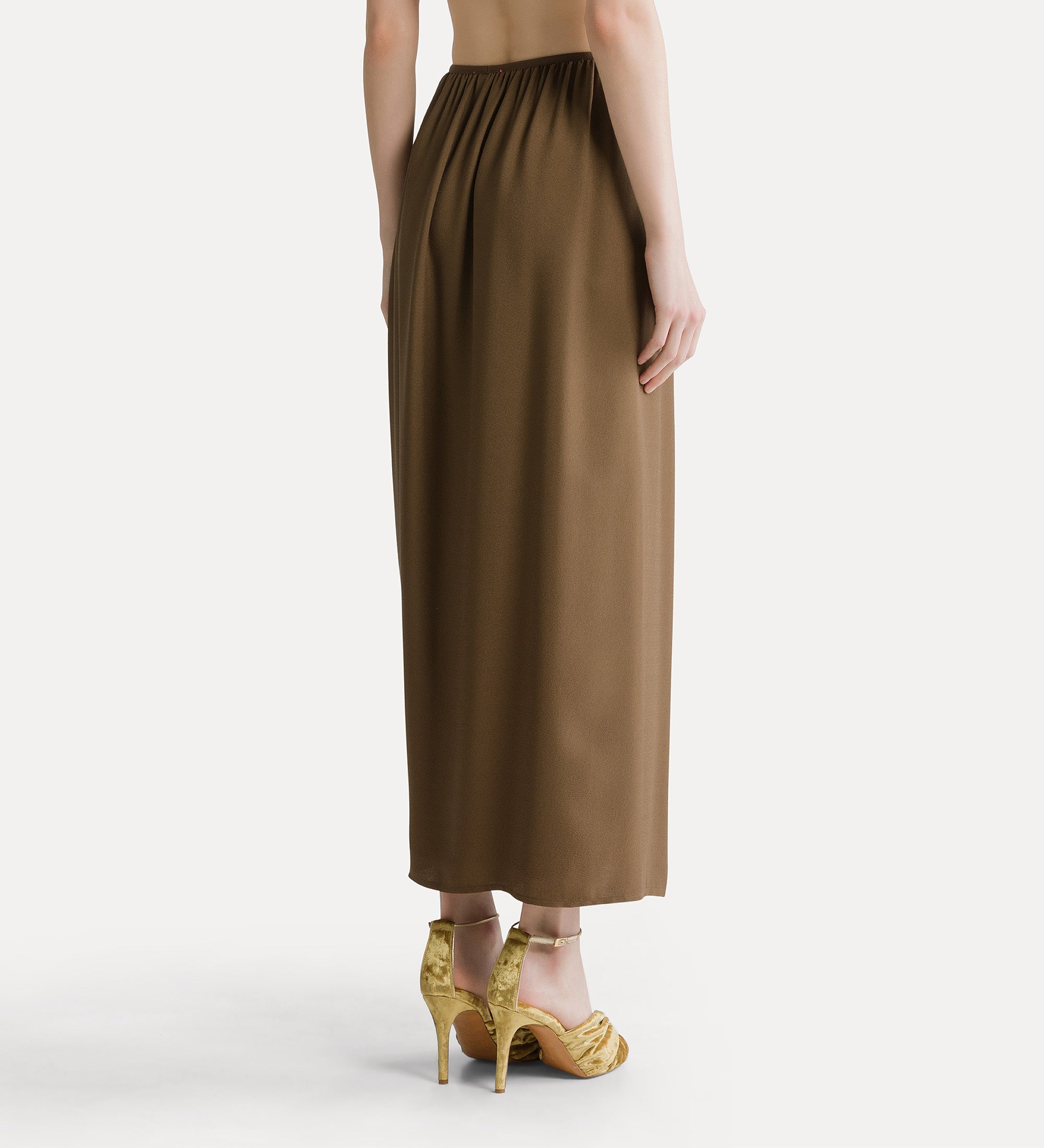 silk–blend marocaine skirt with slit oud