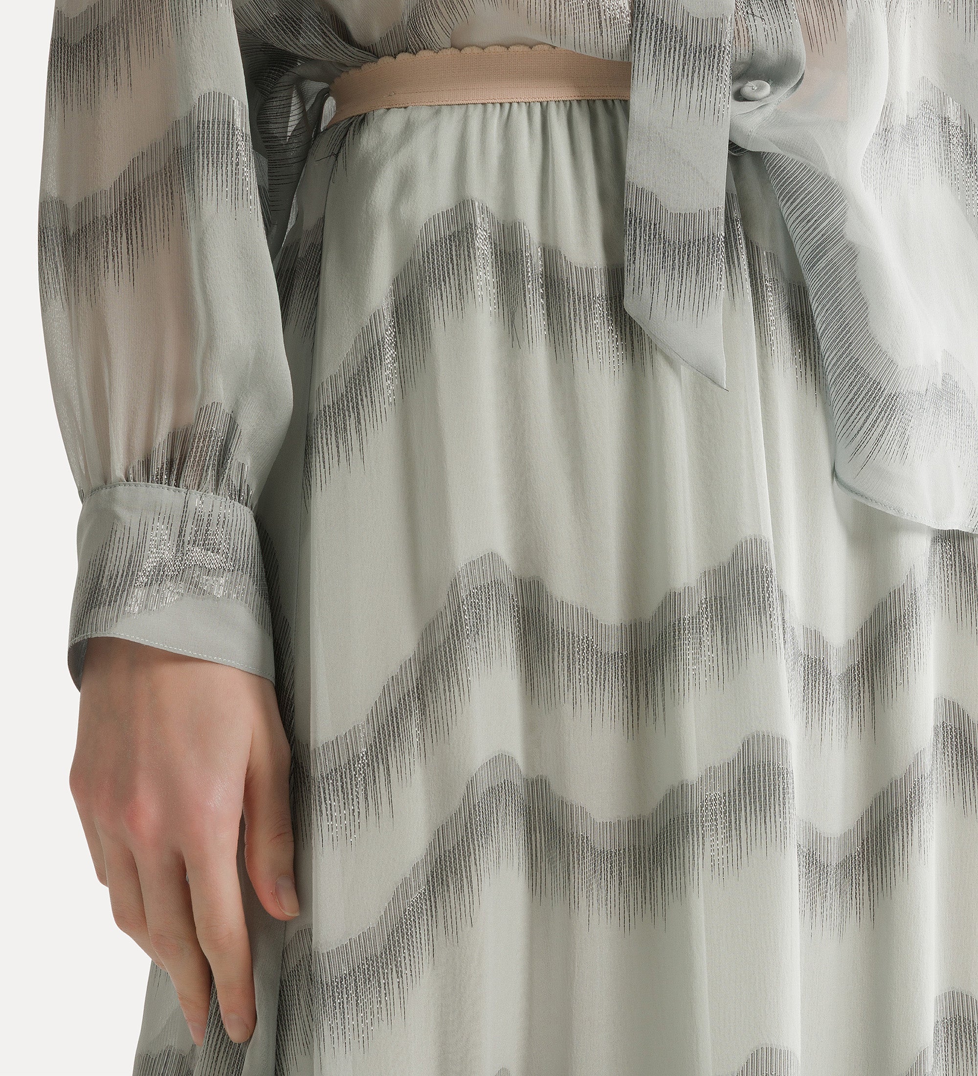 “nuages d'argent” silk chiffon skirt quarzo