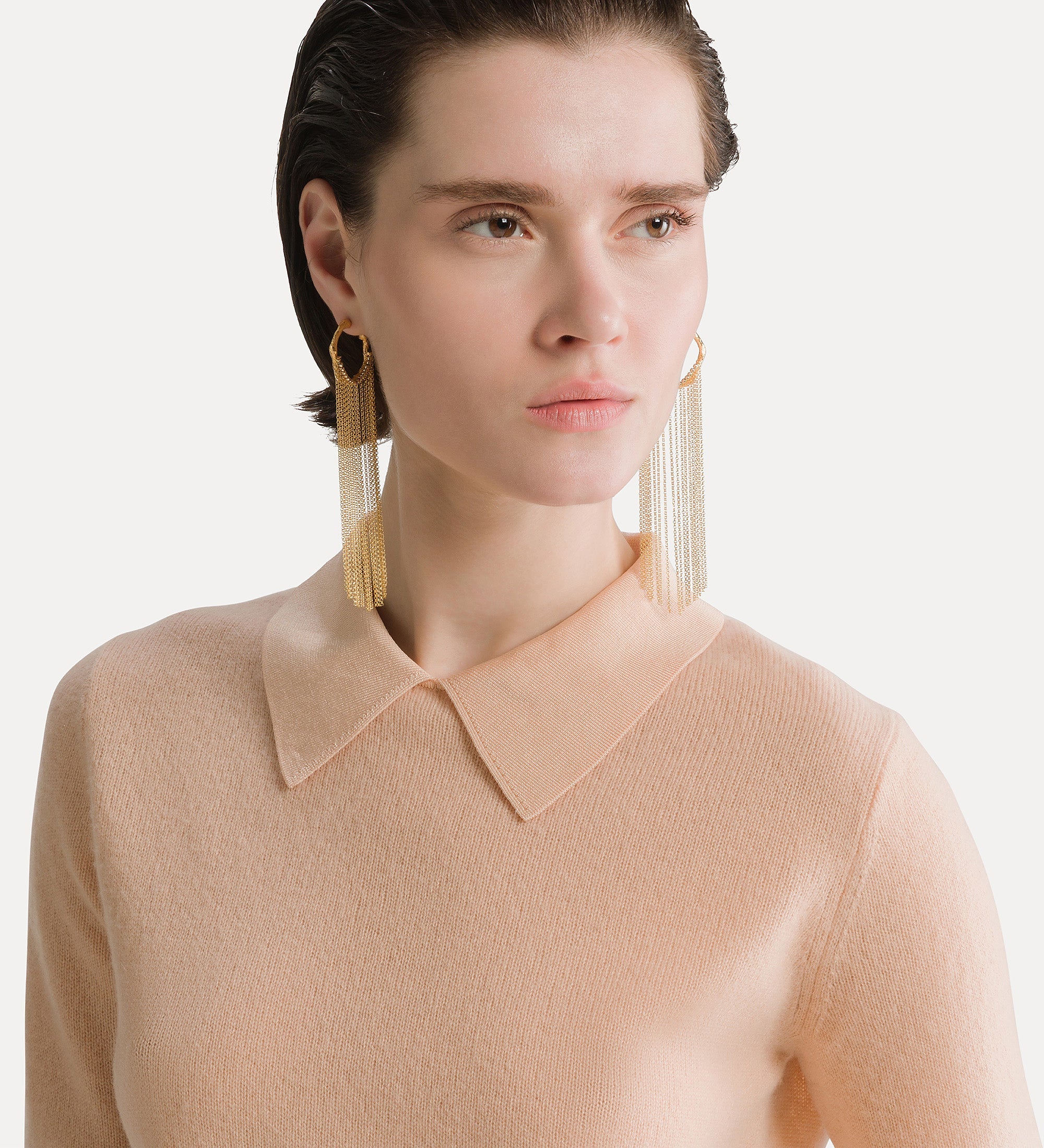short–sleeved polo shirt in wool and cashmere gauze cashmere