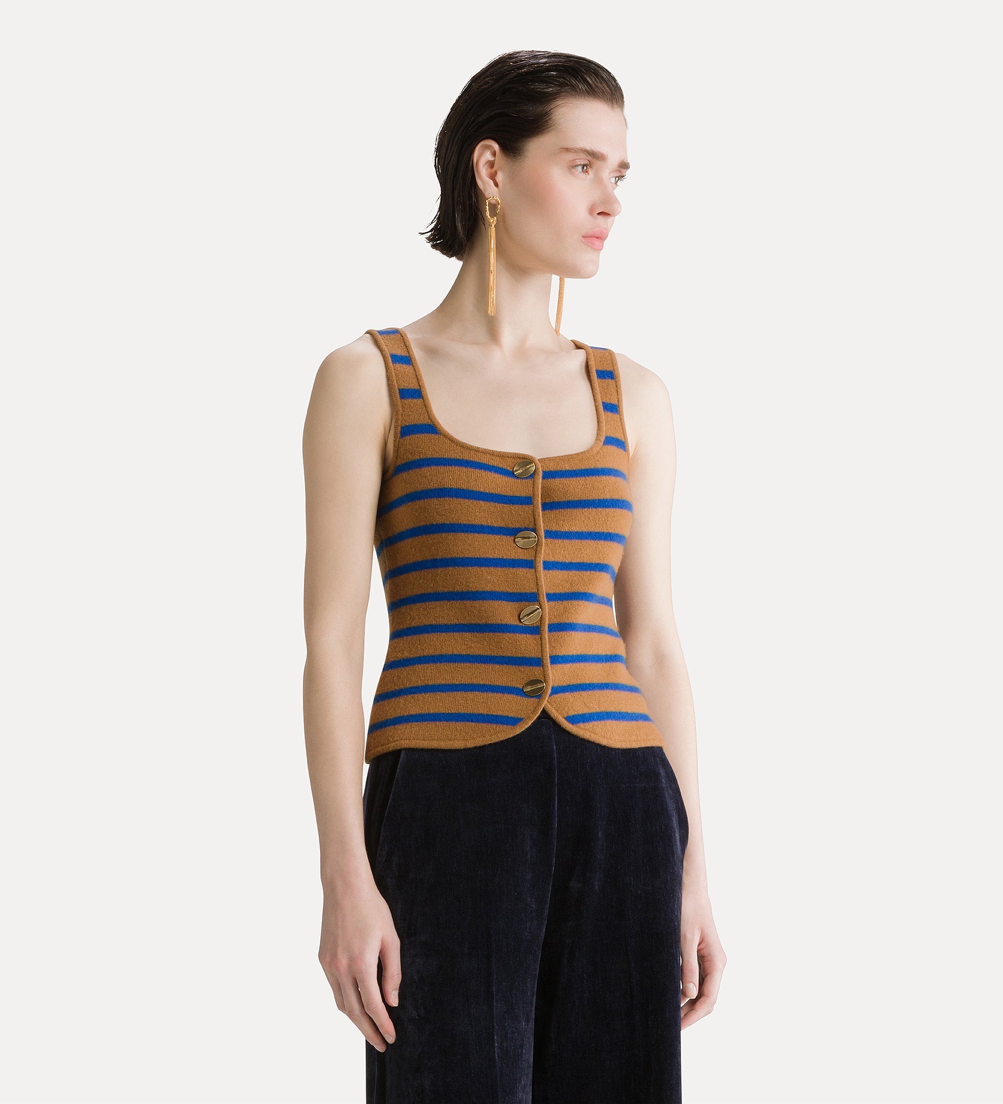 cashmere and wool bustier waistcoat caramello