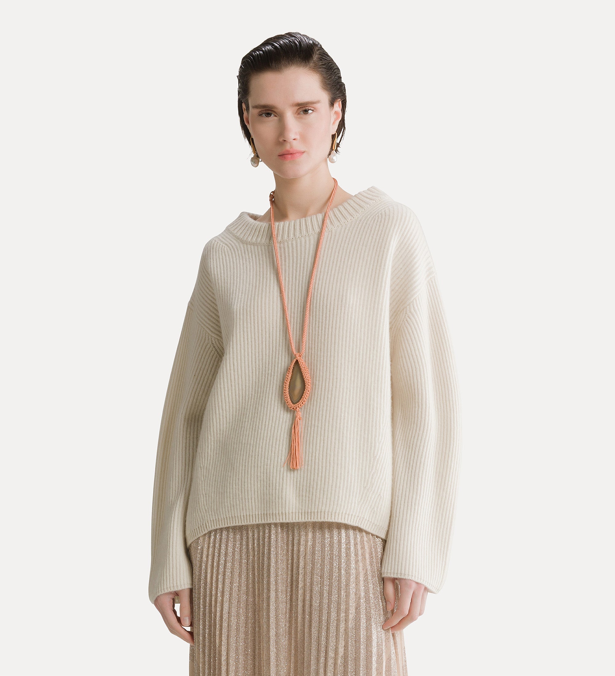 wool and ribbed knit jumper pure