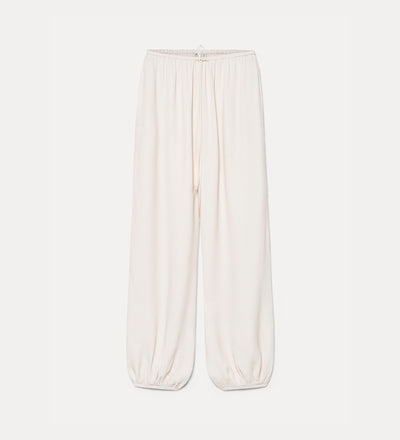 sarouel trousers in silk–blend marocaine avorio