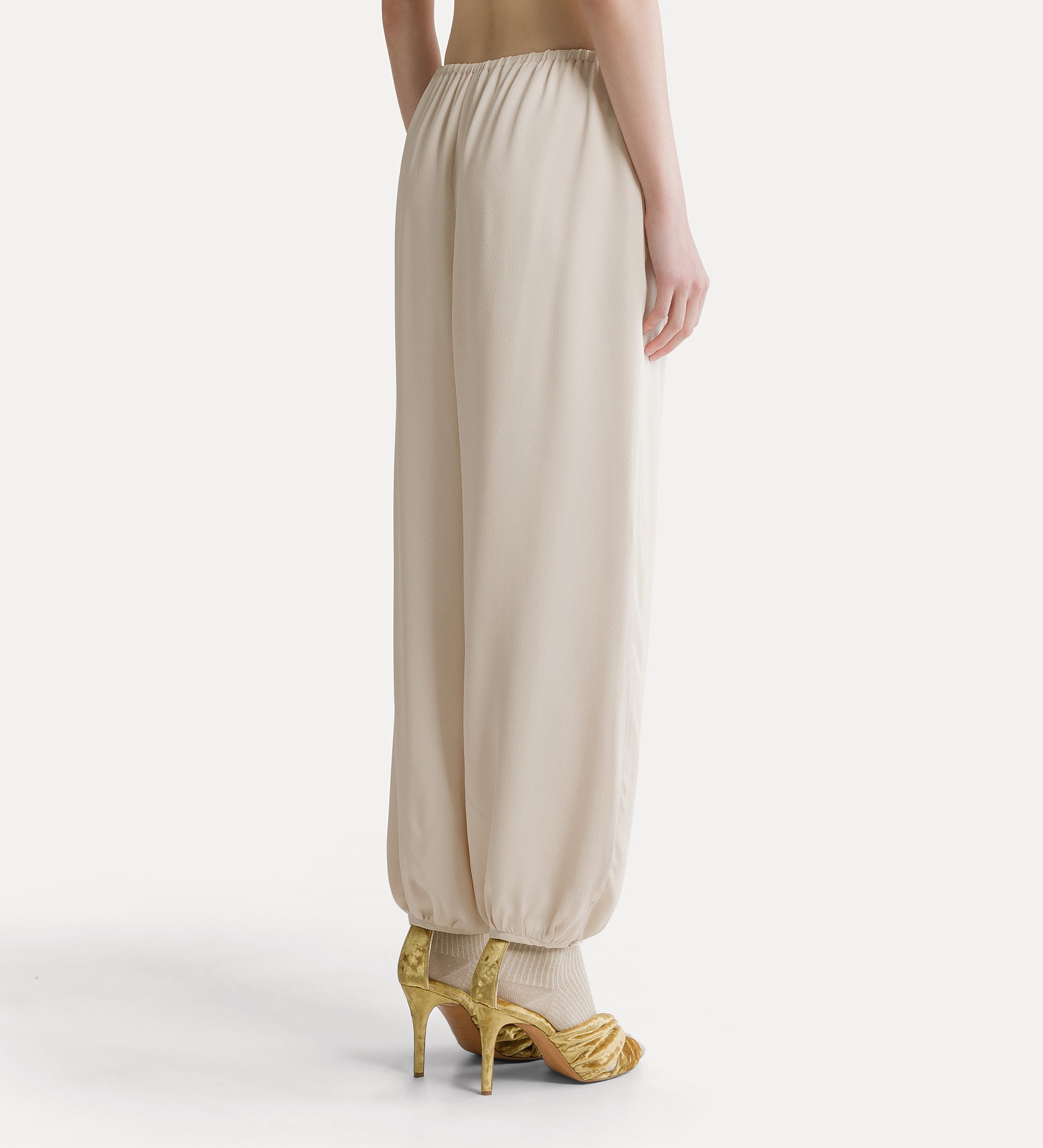 sarouel trousers in silk–blend marocaine avorio