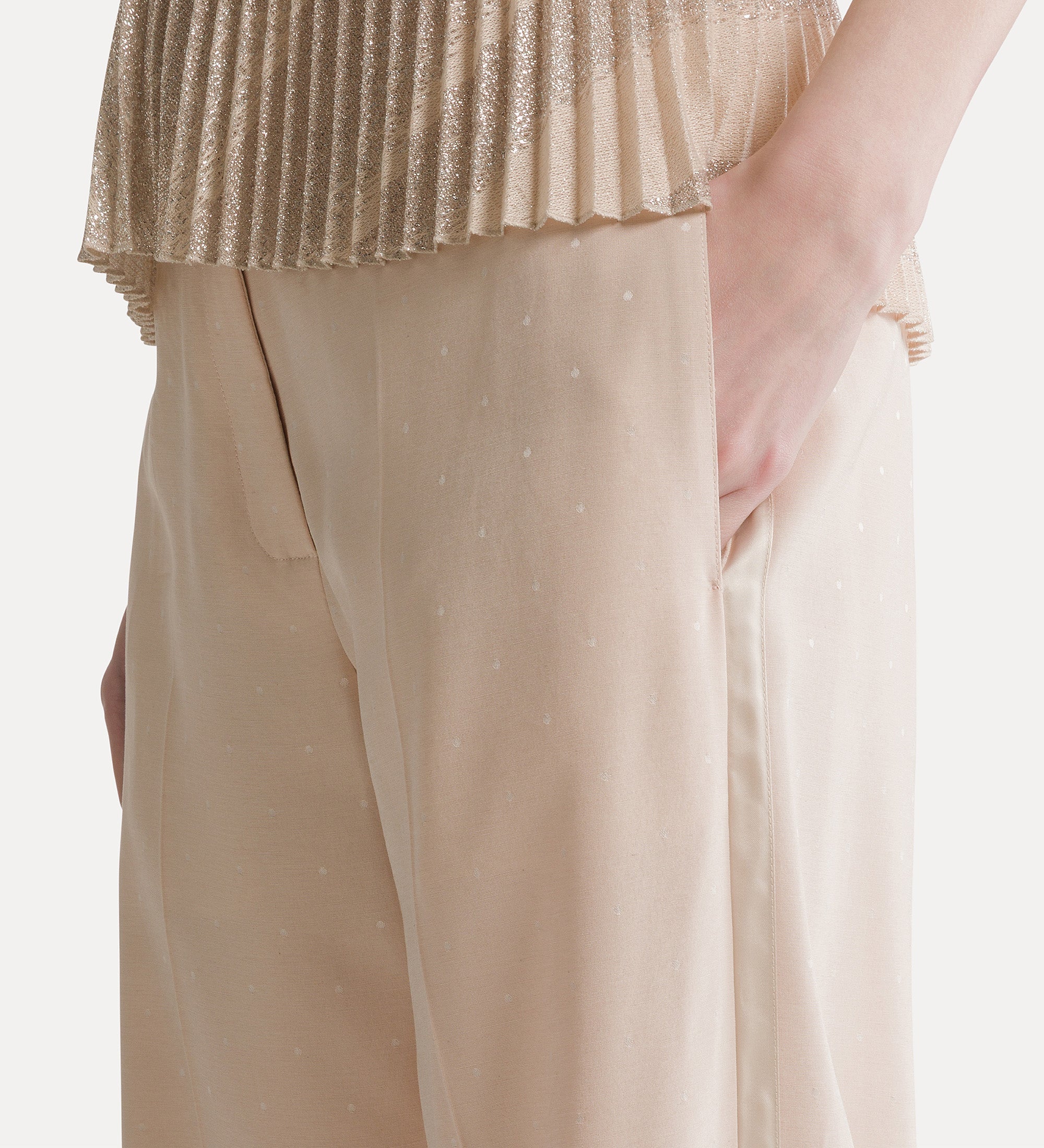 polka dot jacquard tailored trousers loto
