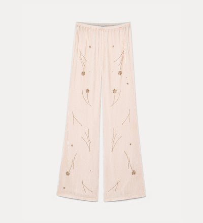 velvet trousers with “fleurs d'orient” embroidery loto