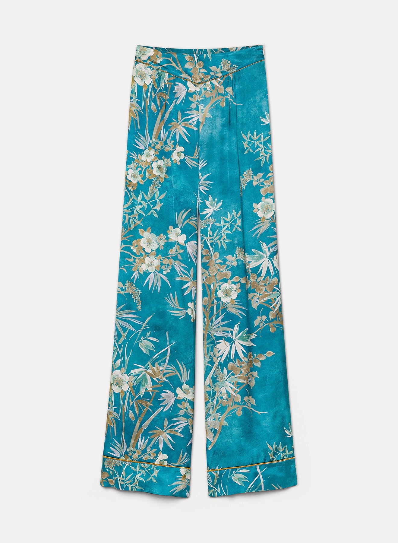 “le bambou secret” satin flared trousers jade