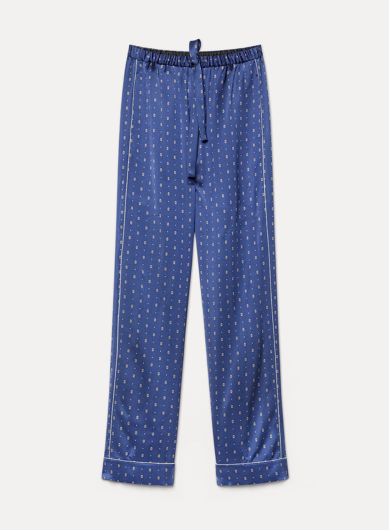 envers satin pyjama trousers with “le club” print notte