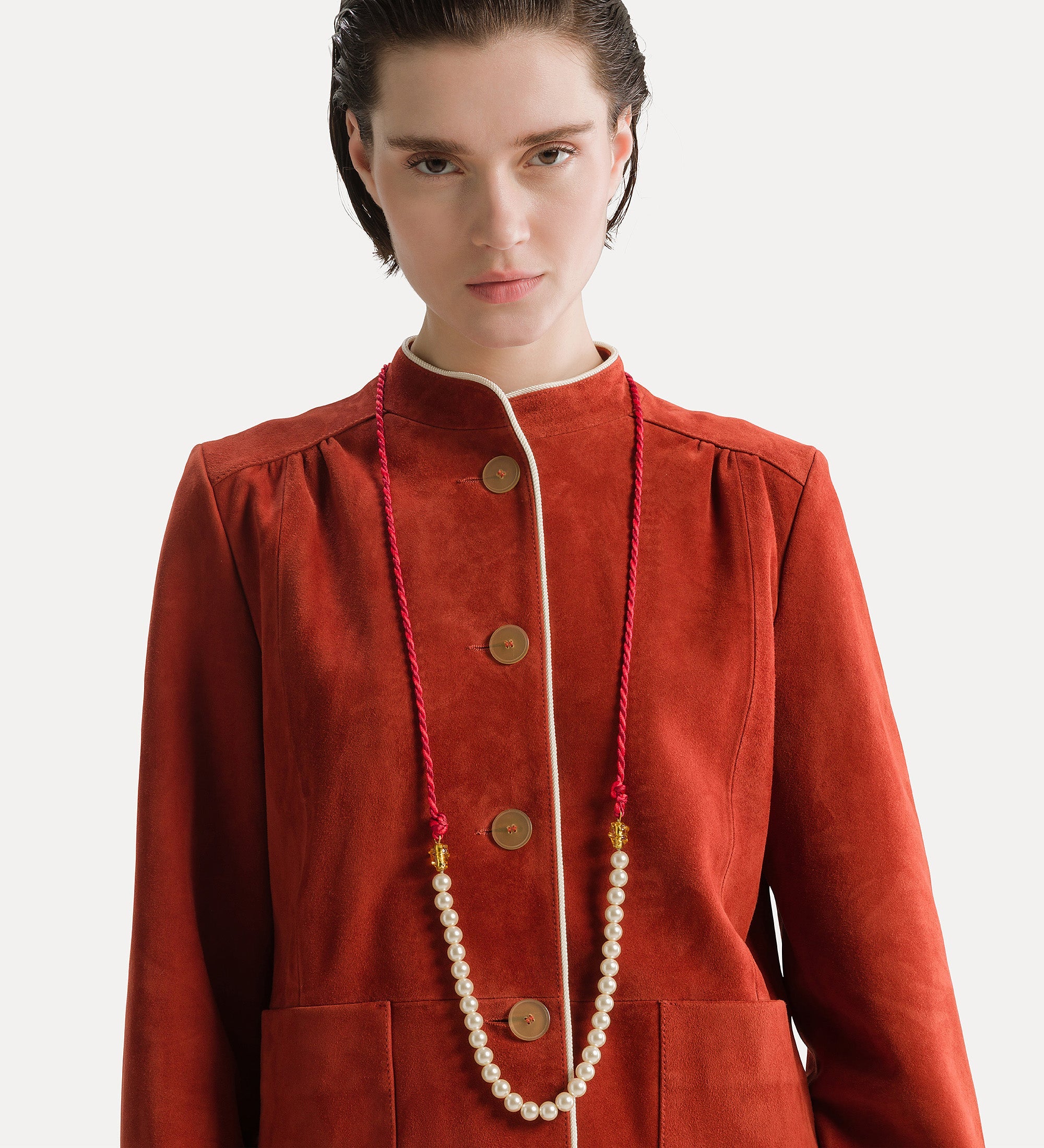 collana corda intrecciata e perle in vetro pomegranate