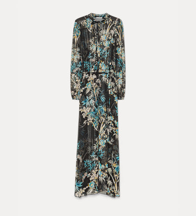 “le bambou secret” crepon midi dress ossidiana